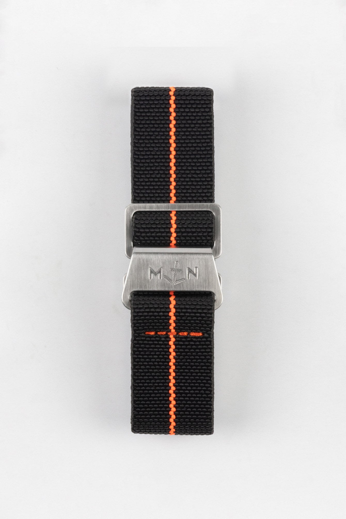 Erika's Originals BLACK OPS MN™ Strap with HOT ORANGE Centerline - BRUSHED Hardware