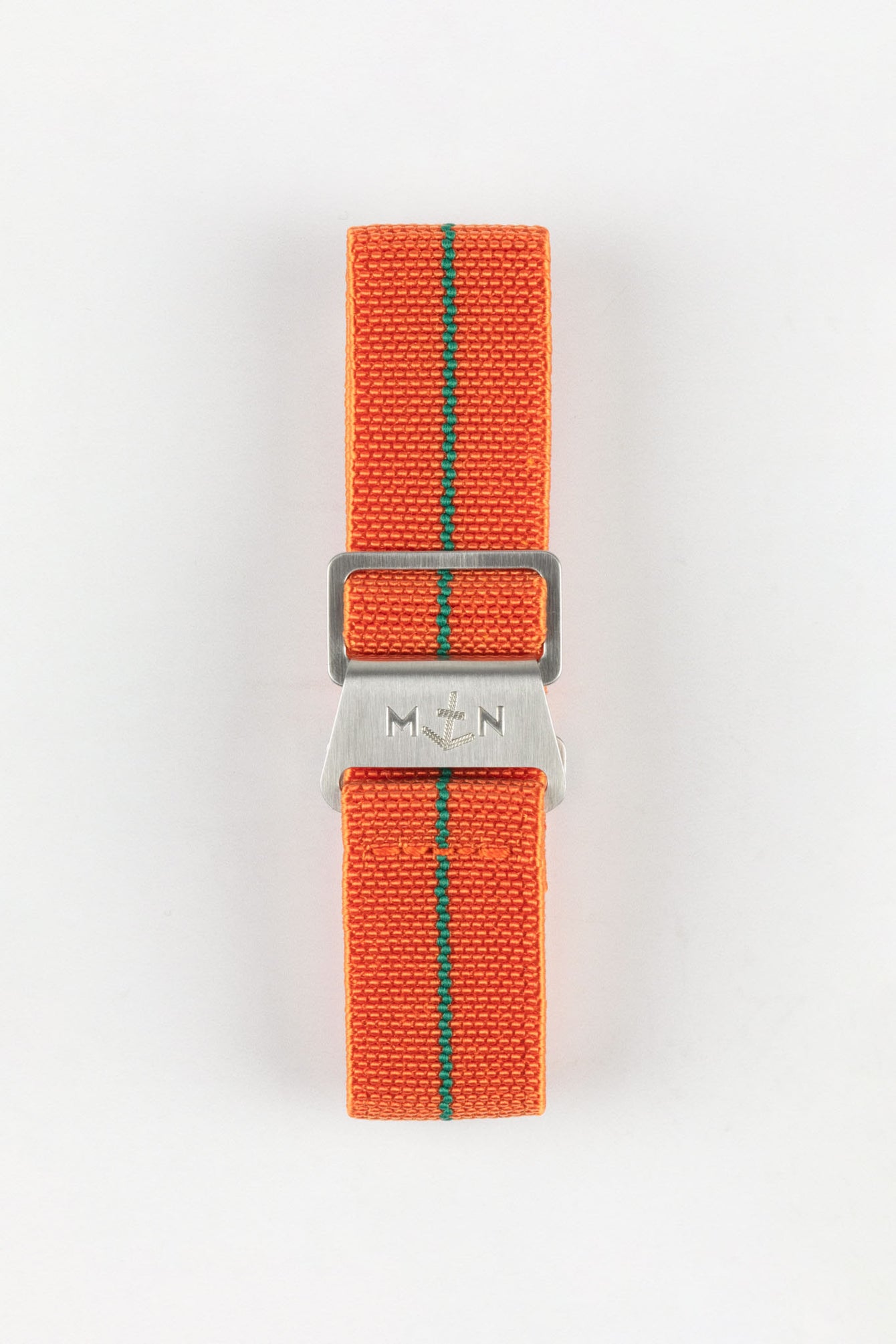 Erika's Originals ORANGE MN™ Strap with GREEN Centerline - BRUSHED Hardware