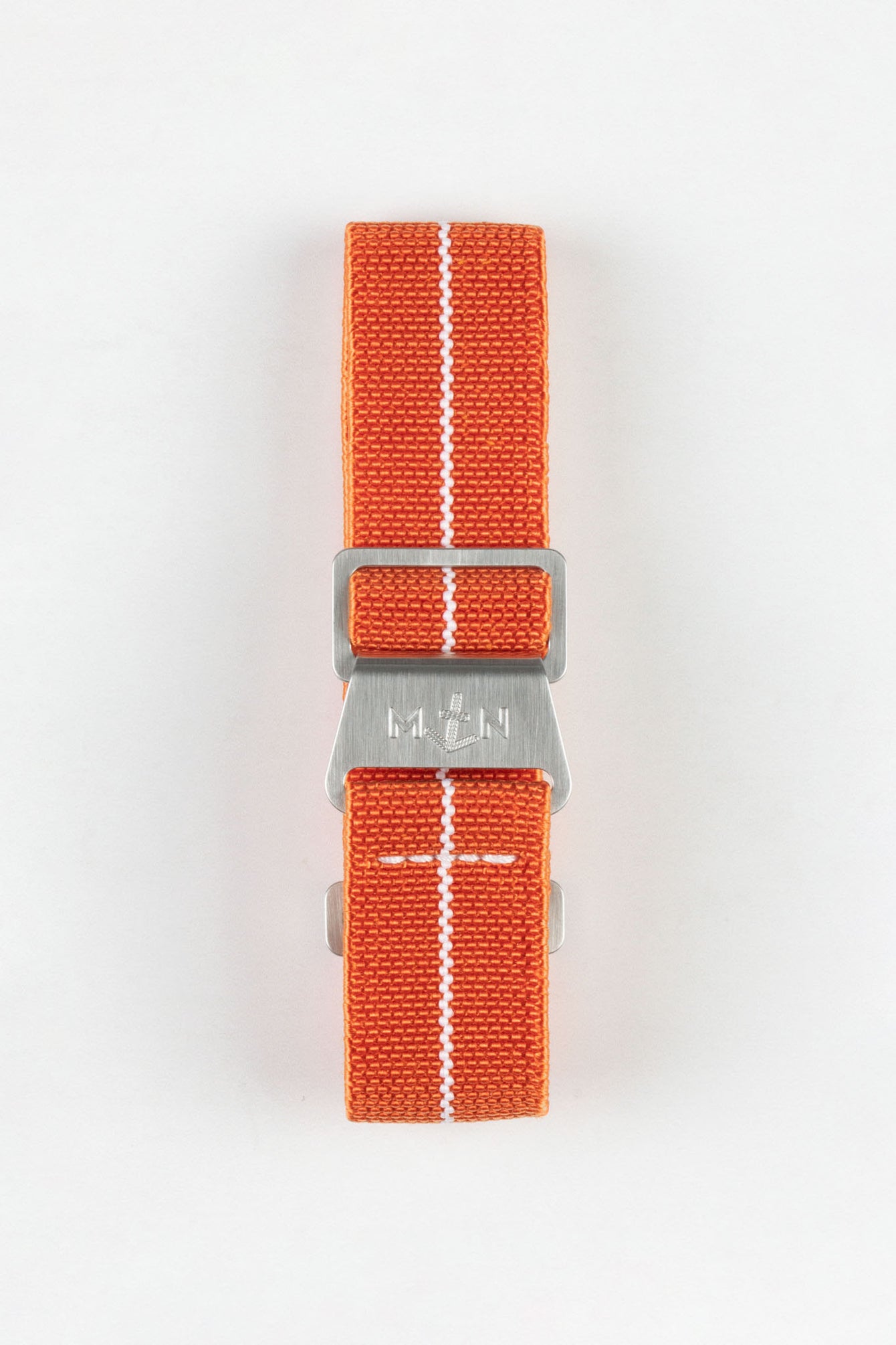 Erika's Originals ORANGE MN™ Strap with WHITE Centerline - BRUSHED Hardware