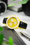 Hirsch ANDY Alligator Embossed Performance Black and Yellow Watch Strap