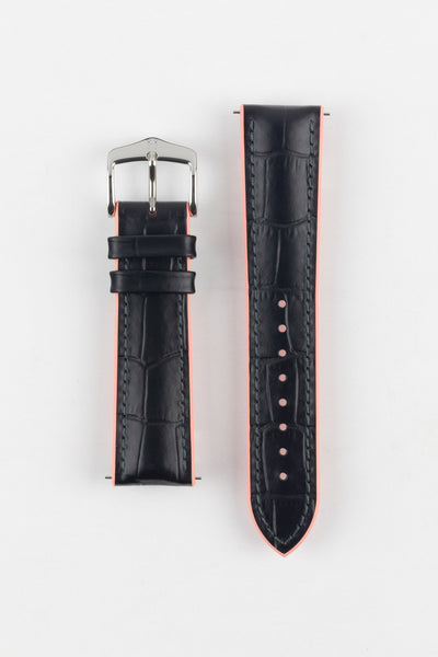 Hirsch ANDY Performance Watch Strap in BLACK & SALMON