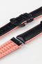 Hirsch ANDY Alligator Embossed Performance Black and Salmon Watch Strap