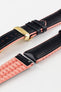 Hirsch ANDY Alligator Embossed Performance Black and Salmon Watch Strap