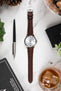 Hirsch ARISTOCRAT Croco-Embossed Leather Watch Strap in BROWN