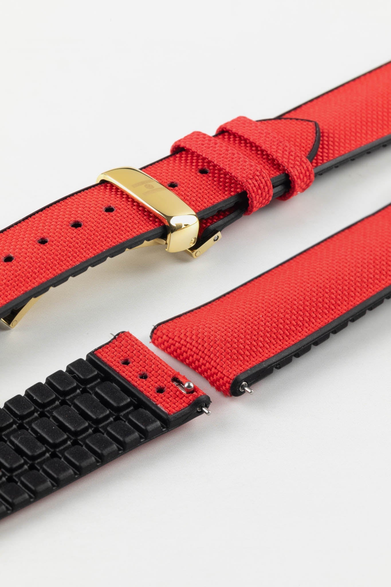 Hirsch ARNE Animal Free Sailcloth Effect Performance Watch Strap GREEN BLACK 22mm 20mm 120mm 80mm Brushed Buckle