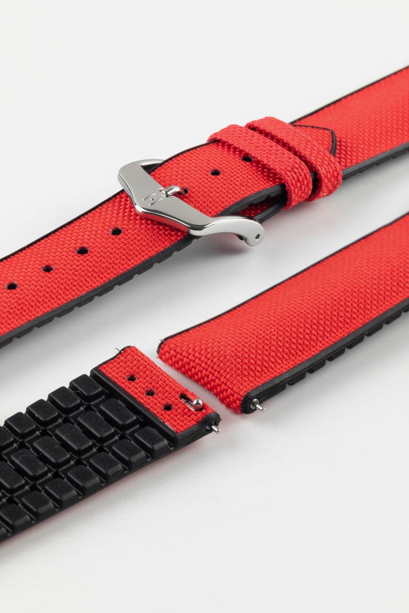 Hirsch ARNE Animal-Free Sailcloth Effect Performance Watch Strap - RED