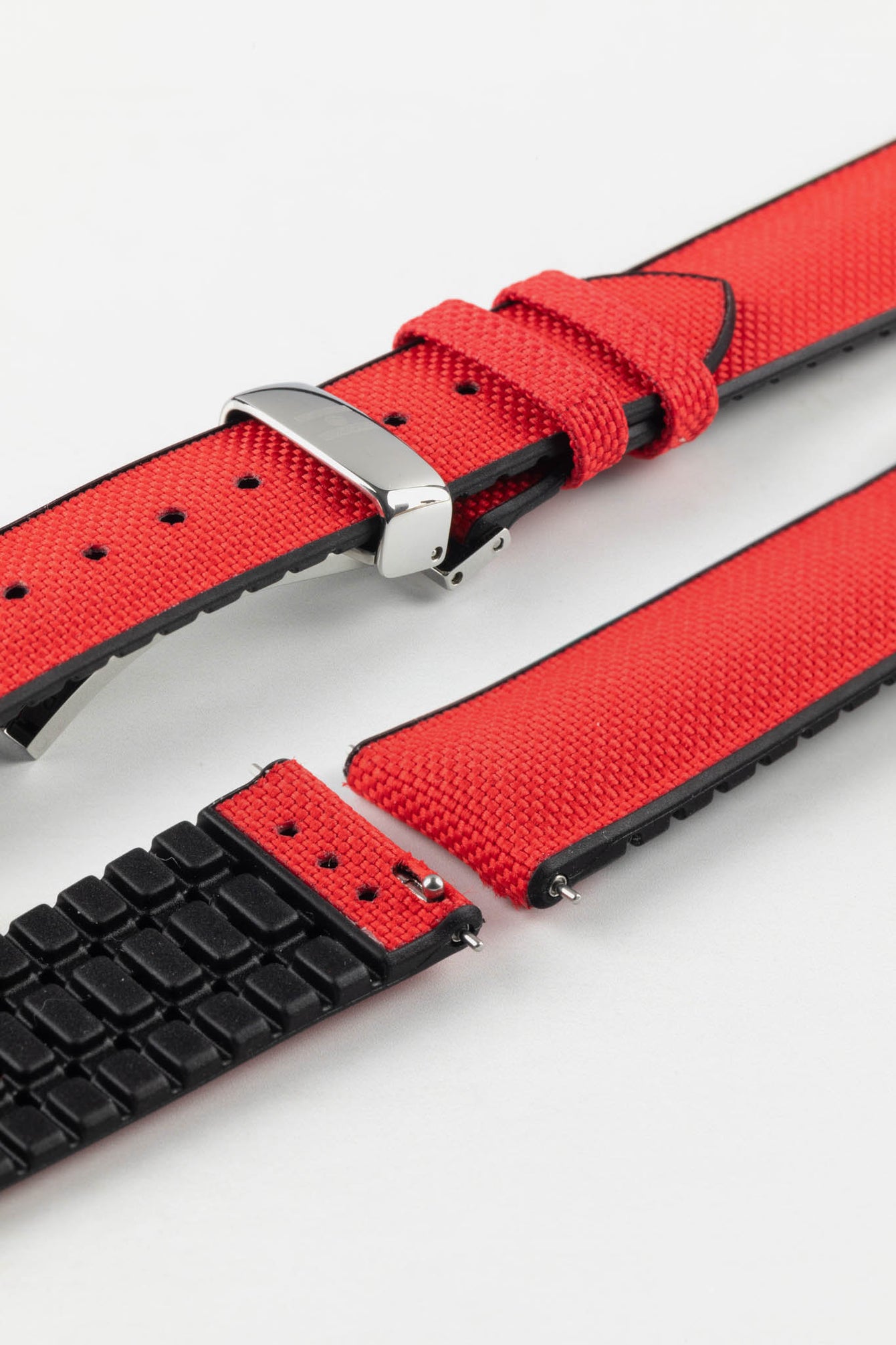 Hirsch ARNE Animal-Free Sailcloth Effect Performance Watch Strap - RED