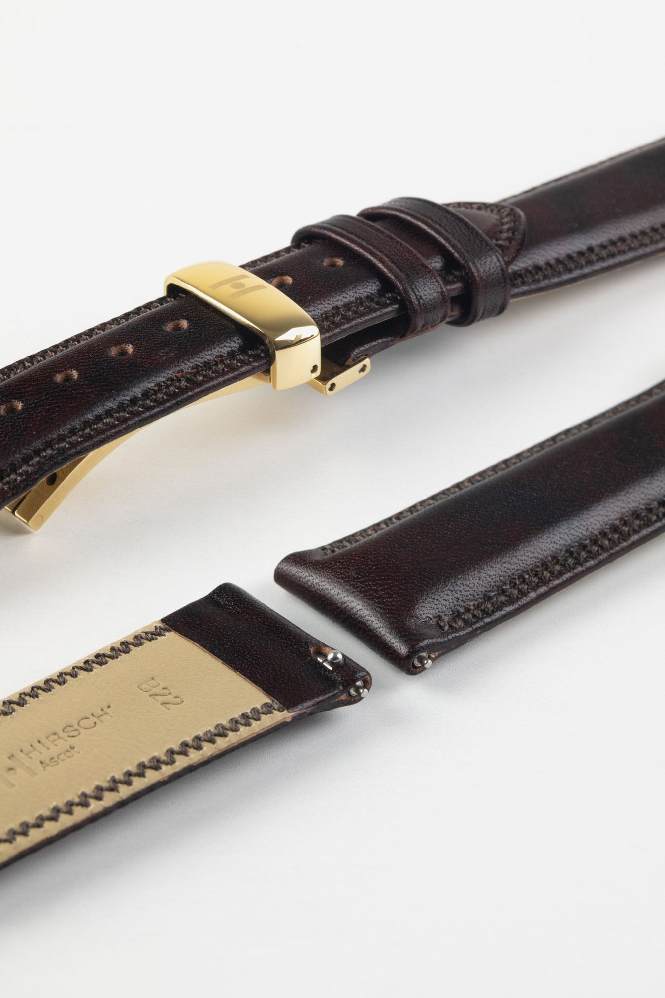 Hirsch ASCOT English Leather Watch Strap in BROWN