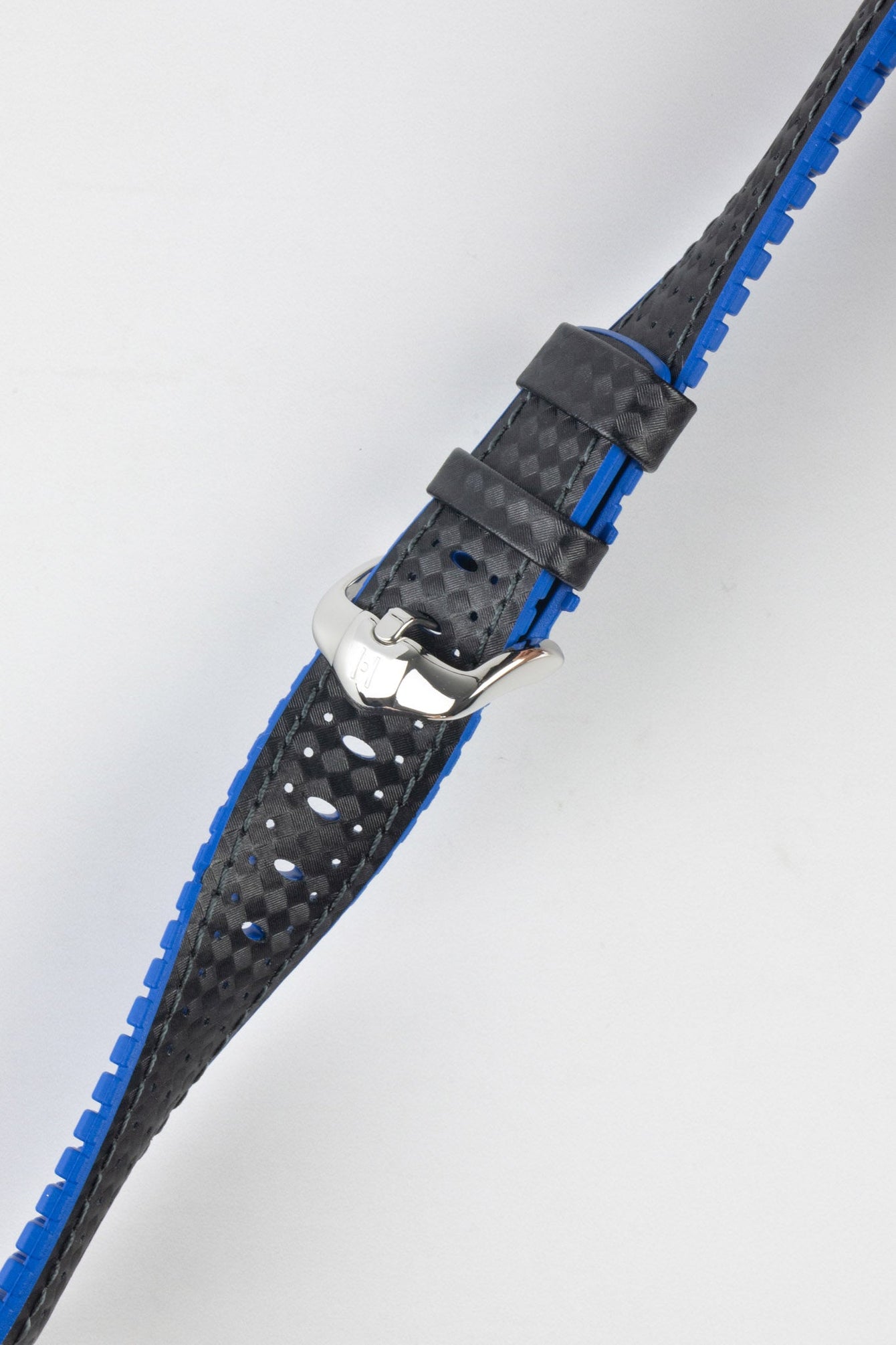 Hirsch AYRTON Carbon Embossed Performance Watch Strap in BLACK / BLUE