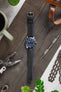 Hirsch AYRTON Carbon Embossed Performance Watch Strap in BLACK / BLUE