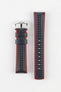 Hirsch AYRTON Carbon Embossed Performance Watch Strap in BLACK / RED