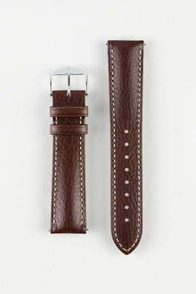 Hirsch BOSTON Quick-Release Buffalo Calfskin Leather Watch Strap in BROWN