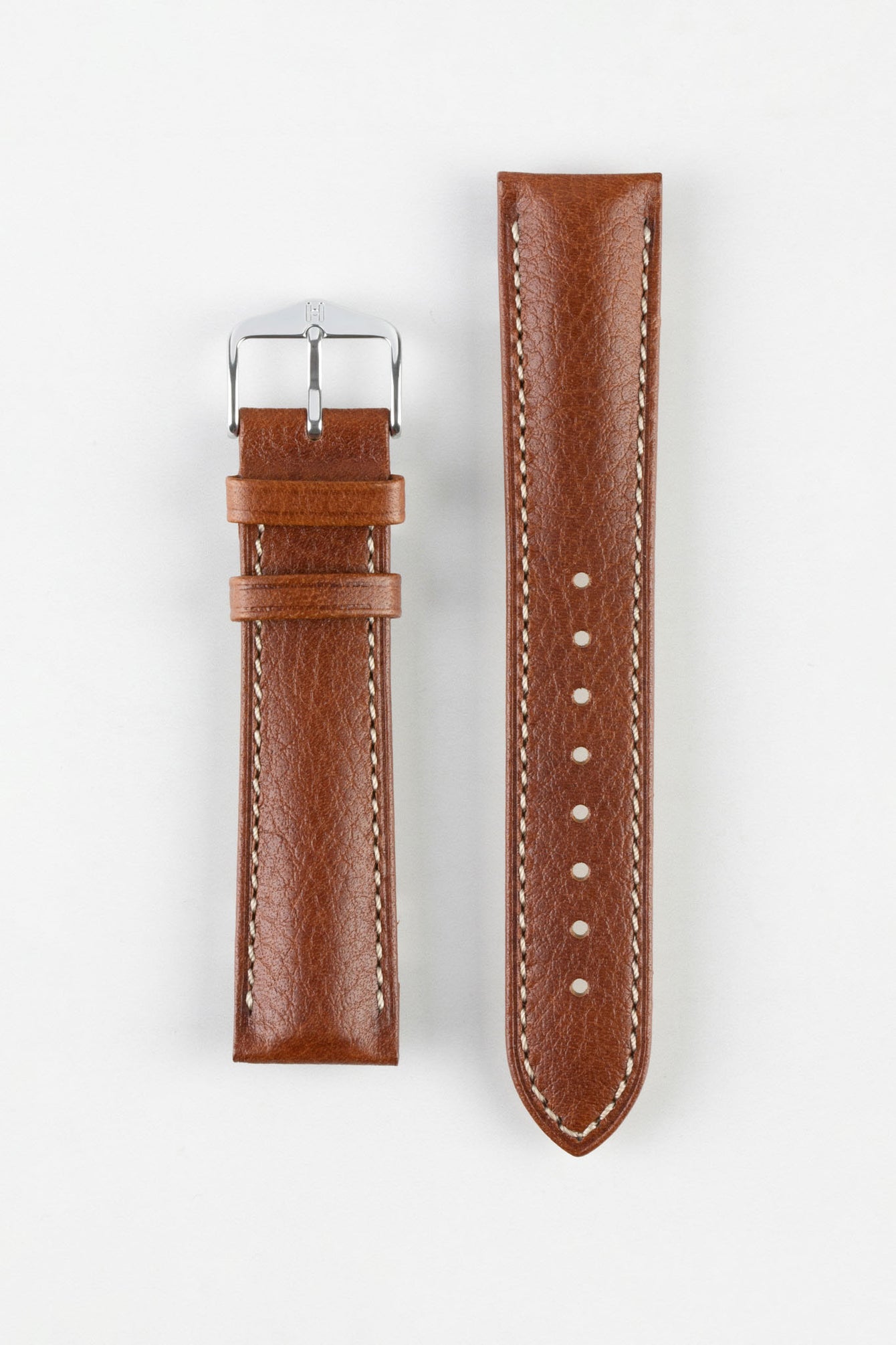 Hirsch BOSTON NQR Buffalo Calfskin Leather Watch Strap in GOLD BROWN