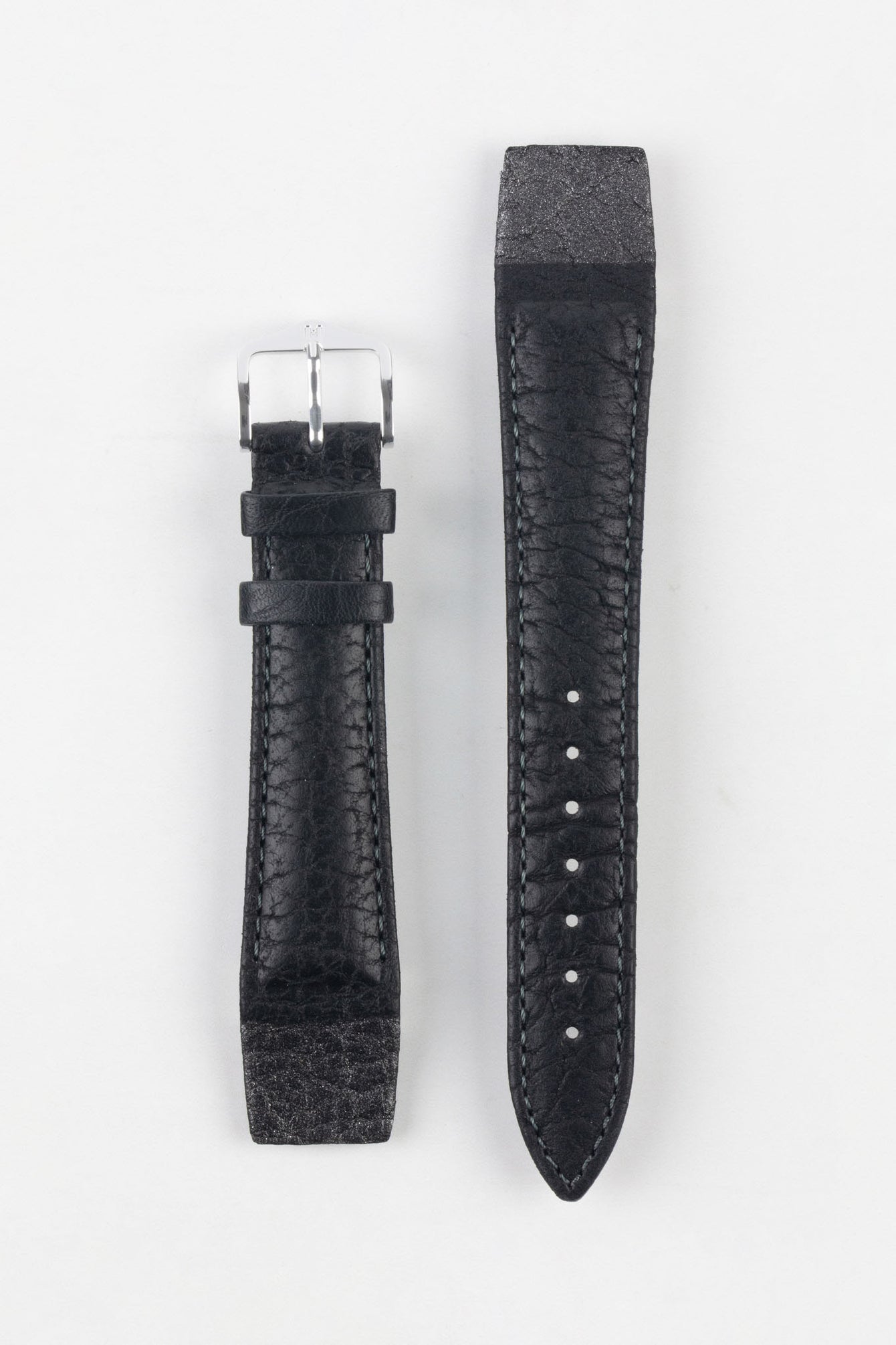 Hirsch CAMELGRAIN Open Ended No Allergy Leather Watch Strap in BLACK