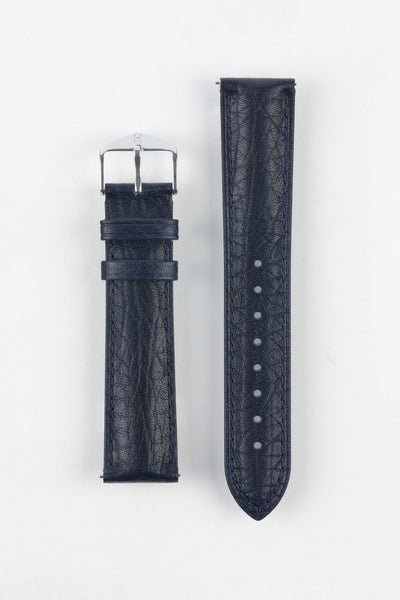 Hirsch CAMELGRAIN No Allergy Leather Watch Strap in BLUE