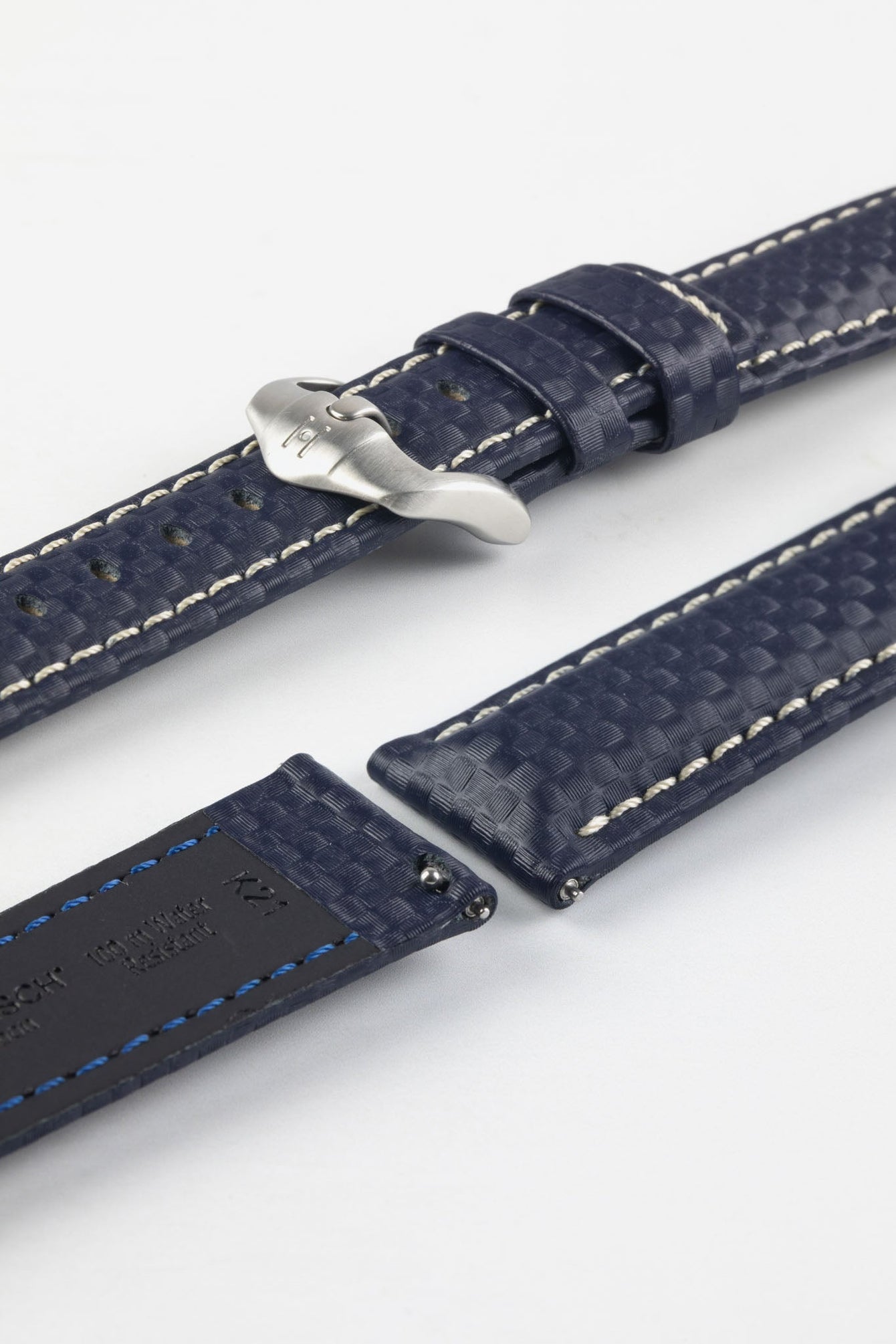 blue leather watch strap