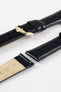 Hirsch CROCOGRAIN Crocodile Embossed Leather Watch Strap in BLACK