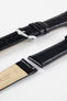 Hirsch CROCOGRAIN Crocodile Embossed Leather Watch Strap in BLACK