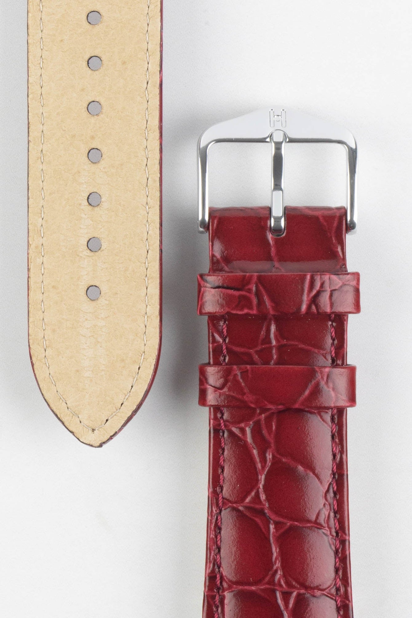 burgundy crocodile watch strap 