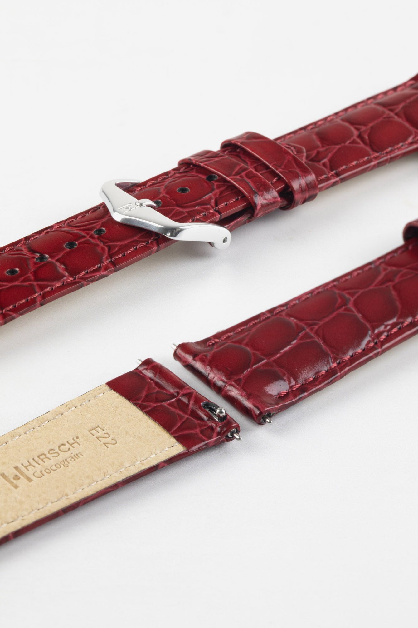 burgundy crocodile watch strap 