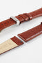 Hirsch CROCOGRAIN Crocodile Embossed Leather Watch Strap in GOLD BROWN