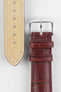 Hirsch DUKE Alligator Embossed Leather Watch Strap in BURGUNDY