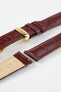 Hirsch DUKE Alligator Embossed Leather Watch Strap in BURGUNDY