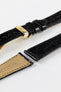 Hirsch GENUINE CROCO Shiny Crocodile Leather Watch Strap in BLACK