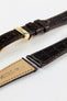 Hirsch GENUINE CROCO Shiny Crocodile Leather Watch Strap in BROWN