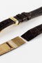 Hirsch GENUINE CROCO Open-Ended Crocodile Leather Watch Strap in BROWN