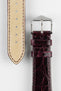 Hirsch GENUINE CROCO Shiny Crocodile Leather Watch Strap in BURGUNDY