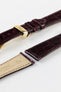 Hirsch GENUINE CROCO Shiny Crocodile Leather Watch Strap in BURGUNDY