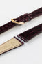 Hirsch GENUINE CROCO Shiny Crocodile Leather Watch Strap in BURGUNDY