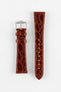 Hirsch GENUINE CROCO Shiny Crocodile Leather Watch Strap in GOLD BROWN