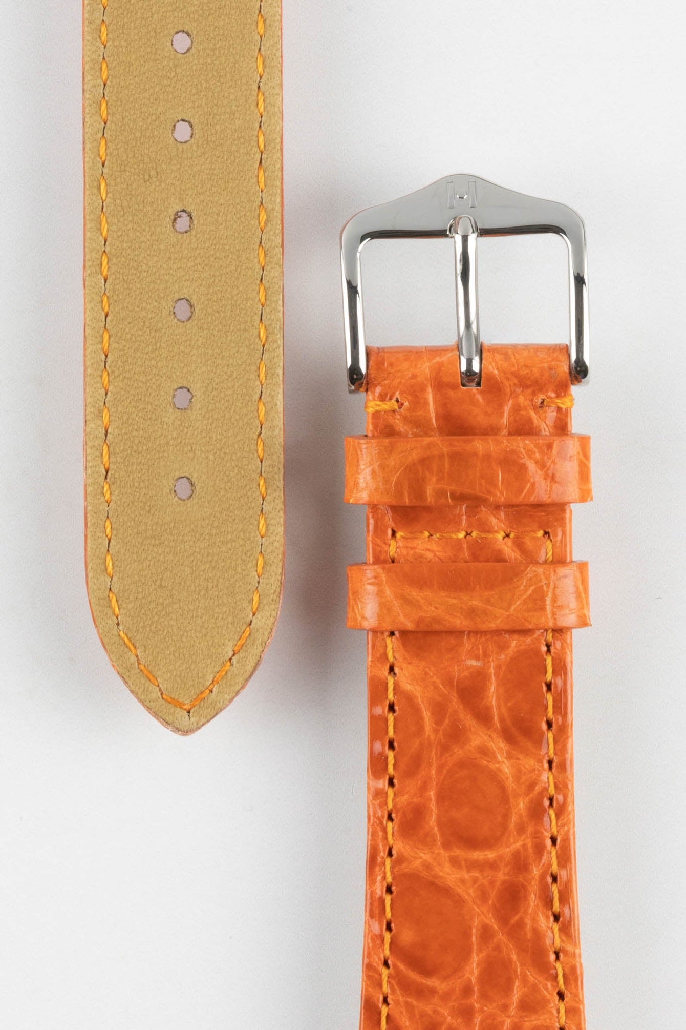 orange crocodile watch strap 