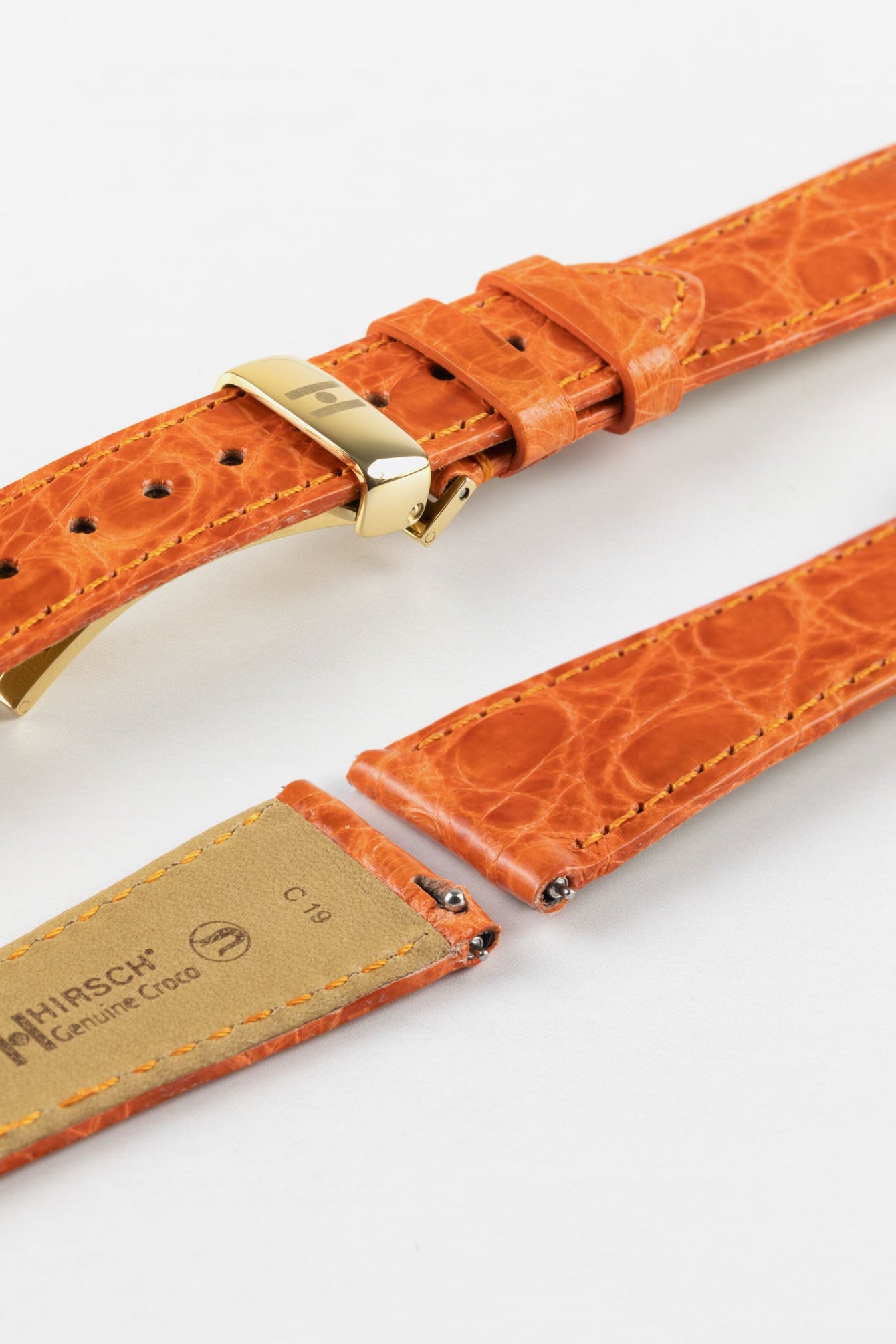 orange crocodile watch strap 