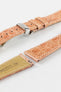 Hirsch GENUINE CROCO Shiny Crocodile Leather Watch Strap in ROSA