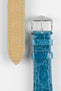 Hirsch GENUINE CROCO Shiny Crocodile Leather Watch Strap in TURQUOISE