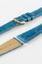 Hirsch GENUINE CROCO Shiny Crocodile Leather Watch Strap in TURQUOISE