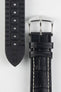 Hirsch GEORGE Alligator Embossed Performance Watch Strap in BLACK/WHITE