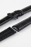 Hirsch GEORGE Alligator Embossed Performance Watch Strap in BLACK/WHITE