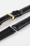 Hirsch GEORGE Alligator Embossed Performance Watch Strap in BLACK/WHITE