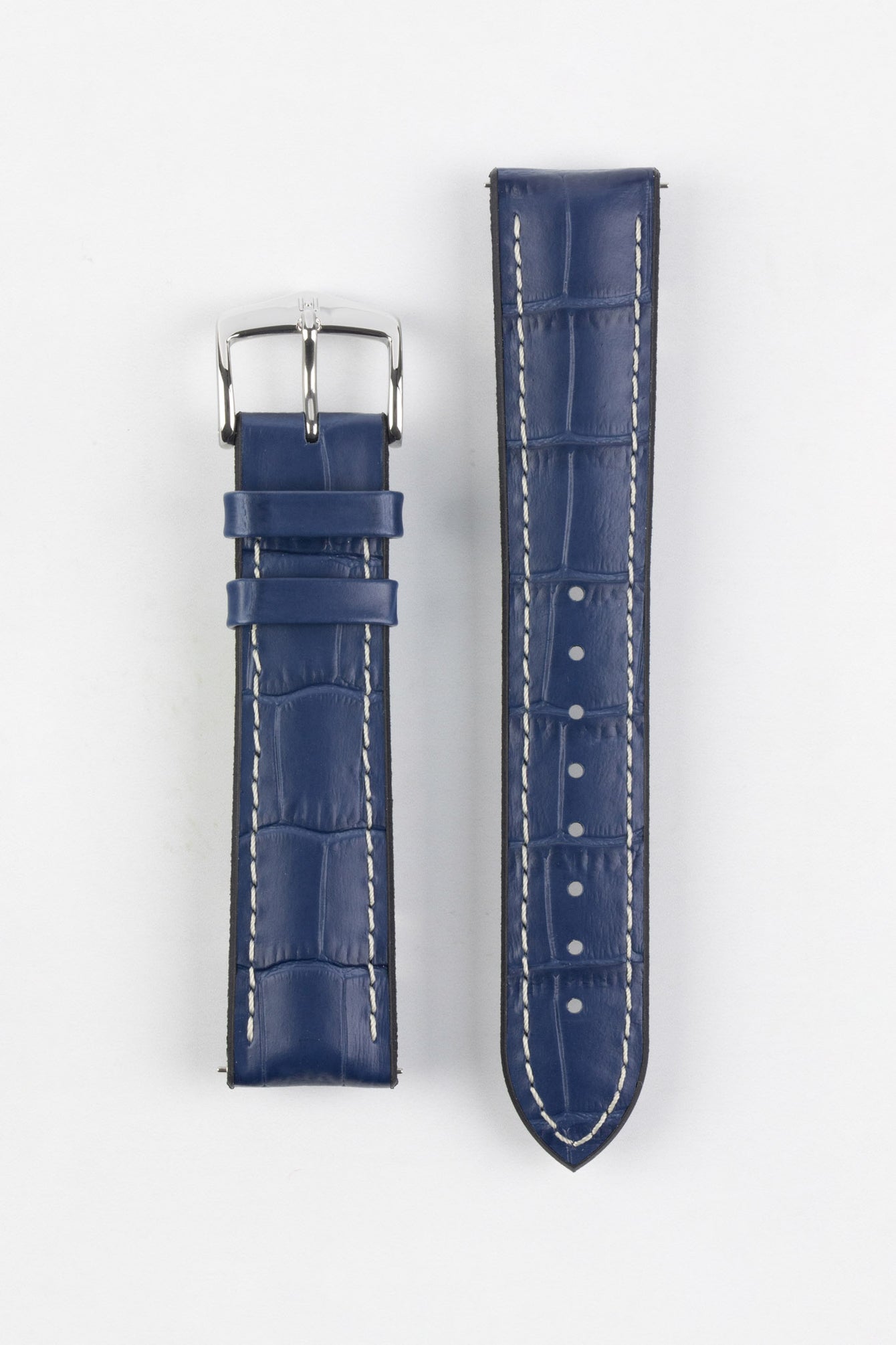 Hirsch GEORGE Alligator Embossed Performance Watch Strap in BLUE