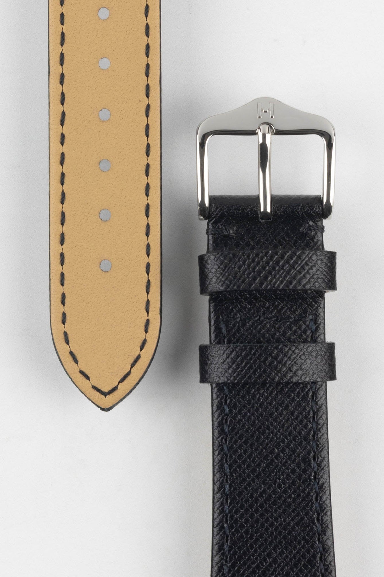 Hirsch GIFFONE Calf Leather Watch Strap in BLACK