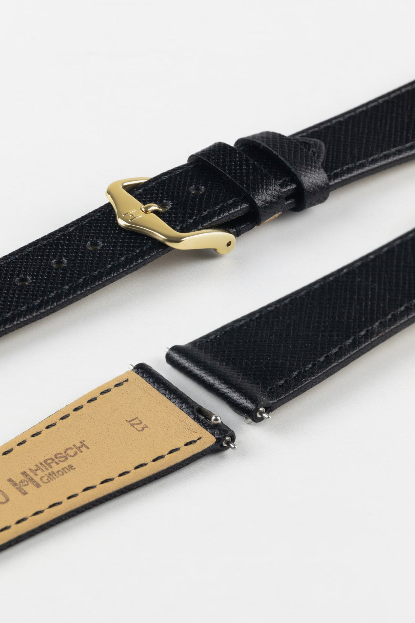 Hirsch GIFFONE Calf Leather Watch Strap in BLACK