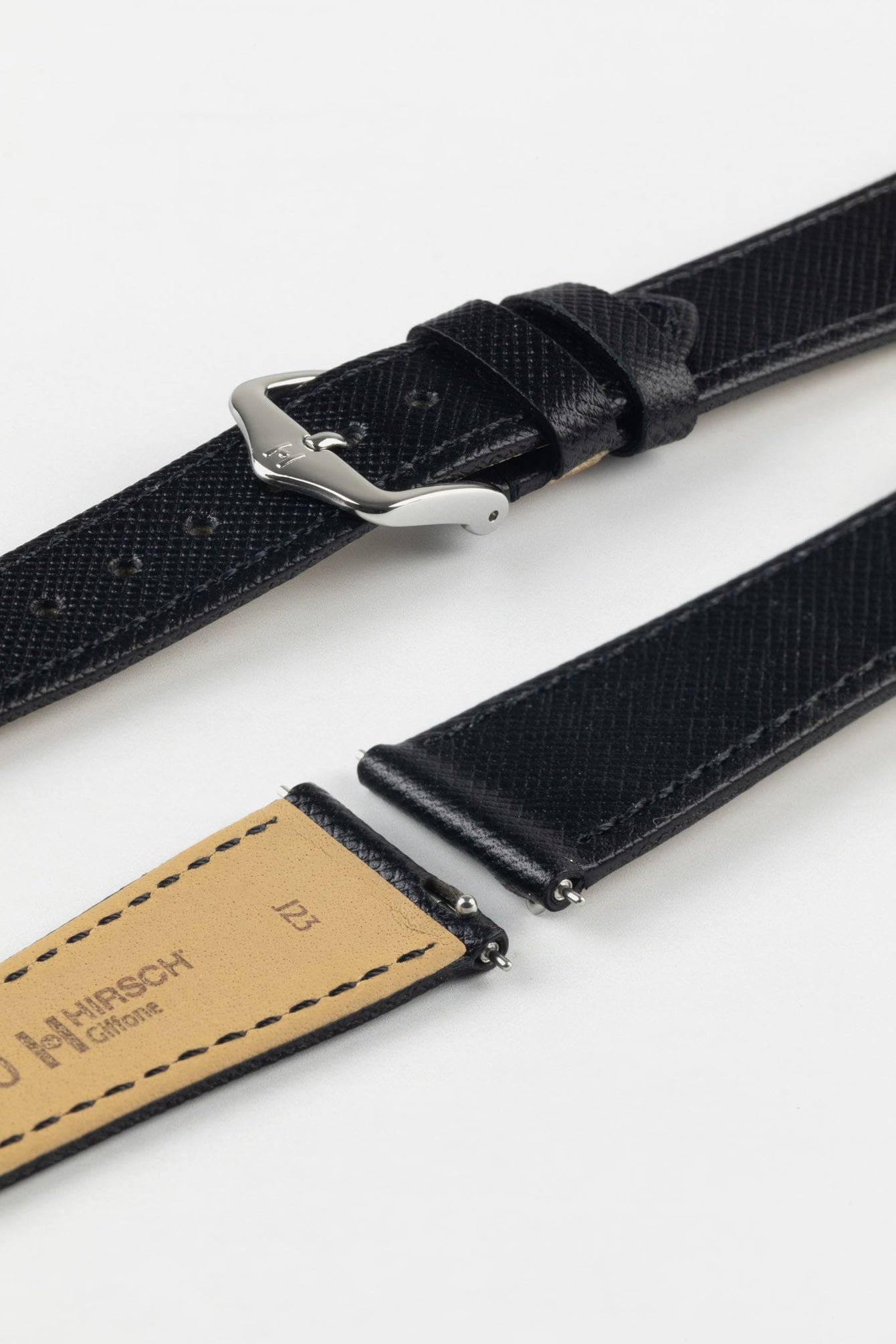 Hirsch GIFFONE Calf Leather Watch Strap in BLACK