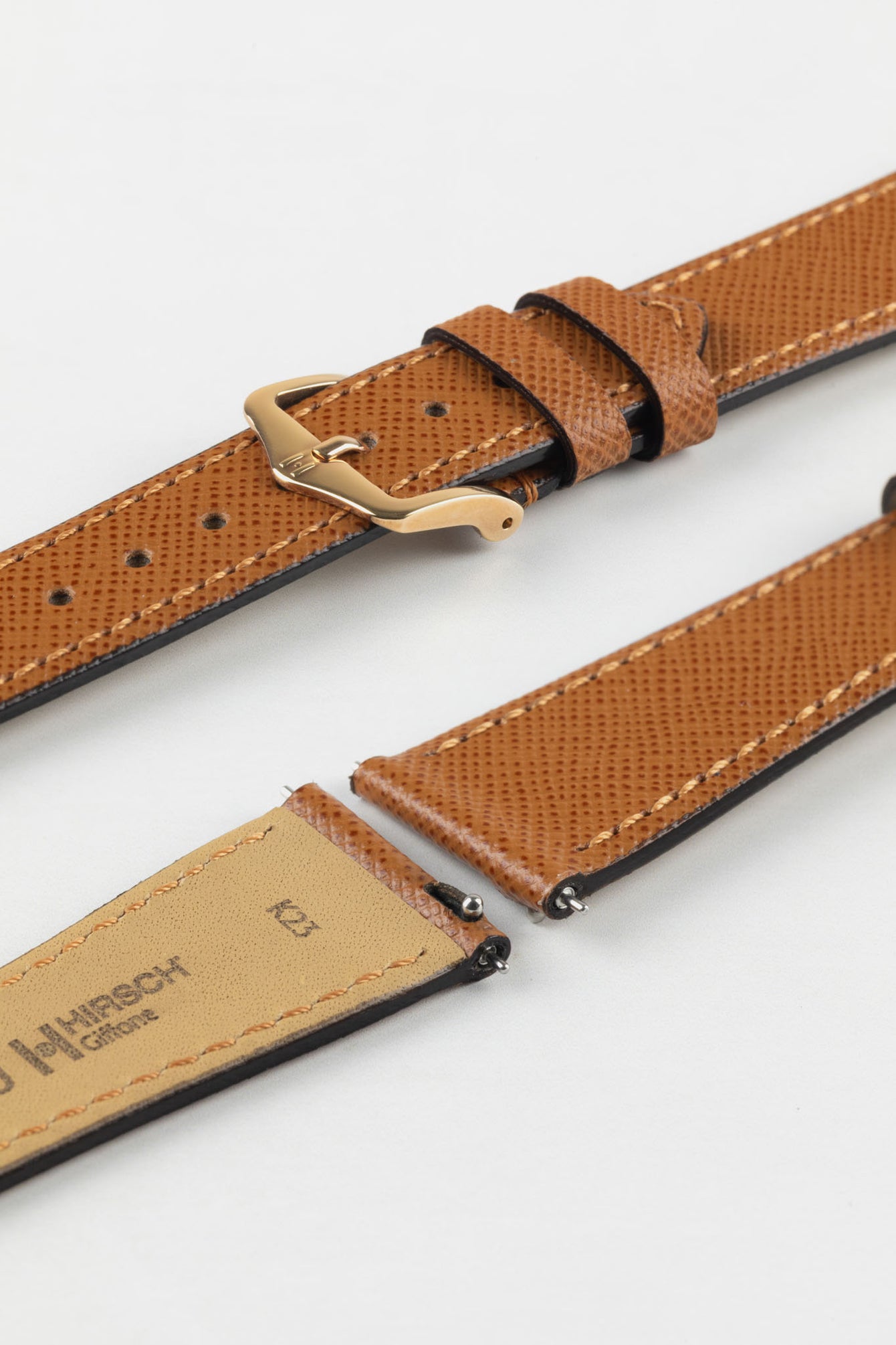 Hirsch GIFFONE Calf Leather Watch Strap in GOLD BROWN