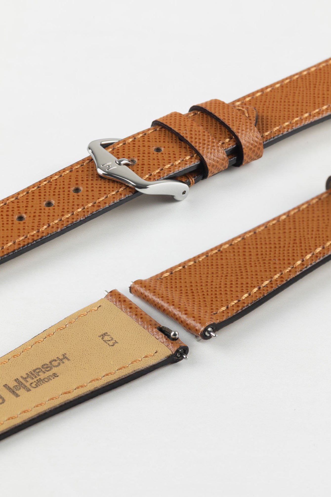 Hirsch GIFFONE Calf Leather Watch Strap in GOLD BROWN