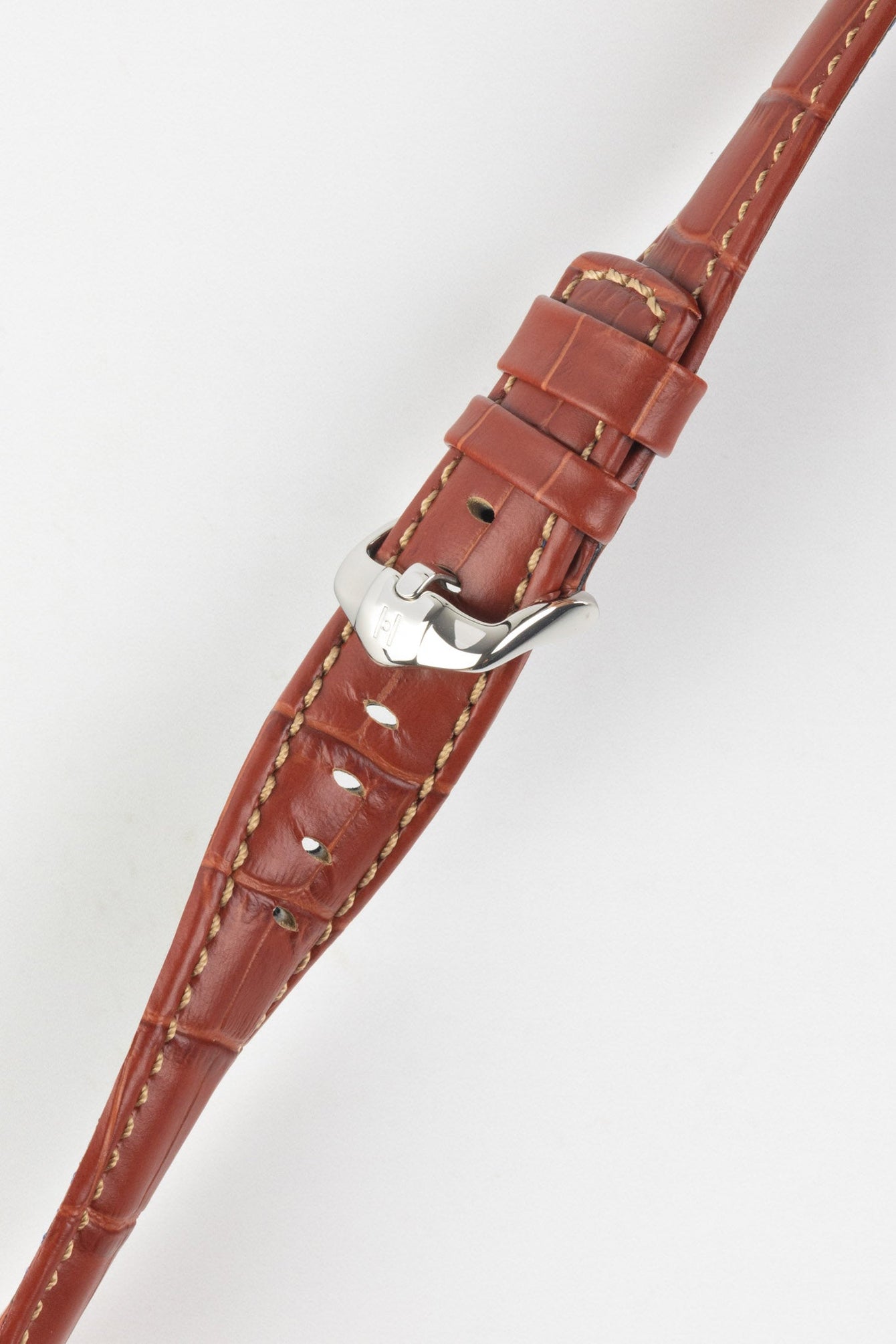 Hirsch GRAND DUKE Water-Resistant Alligator Embossed Sport Watch Strap in GOLD BROWN