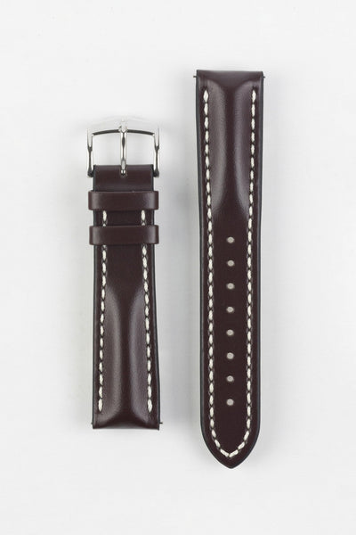 Hirsch HEAVY CALF Water-Resistant Calf Leather Watch Strap in BROWN